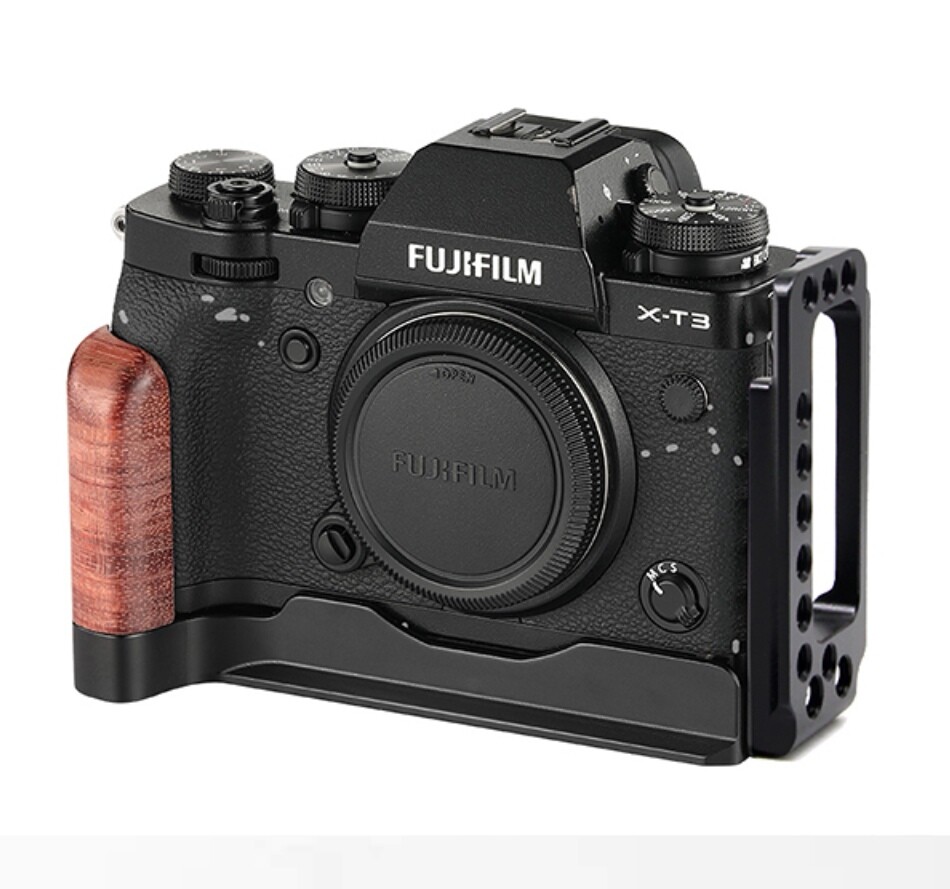 Camera Grip wooden handle quick release plate stabilizer suitable for Fuji XT2