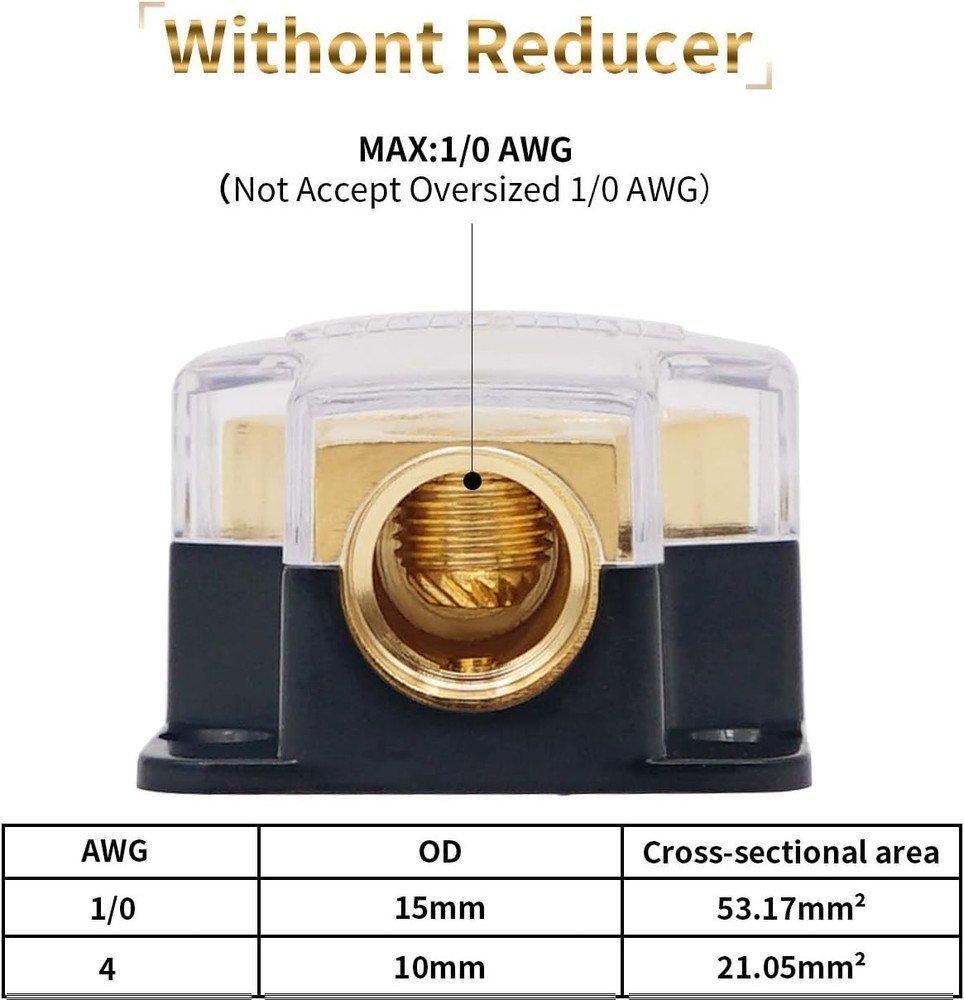 High Performance 2 Way Copper Power Distribution Block for Car Audio Systems