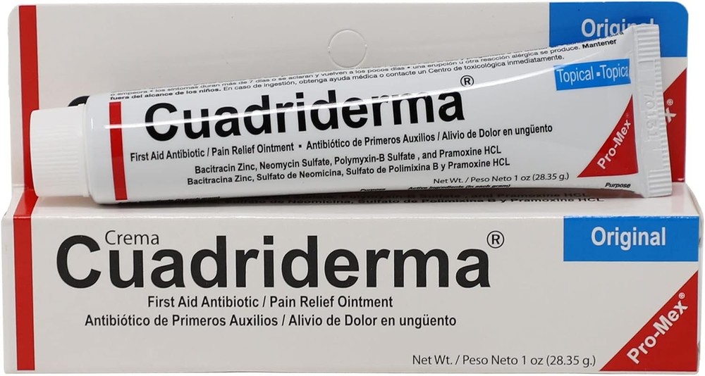 Cuadriderma Original, First Aid Antibiotic, Minor Cuts and Burns Protection Oint