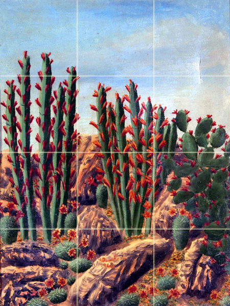 Art Cactus Andre Bauchant Mural Ceramic Backsplash Bath Tile #2033