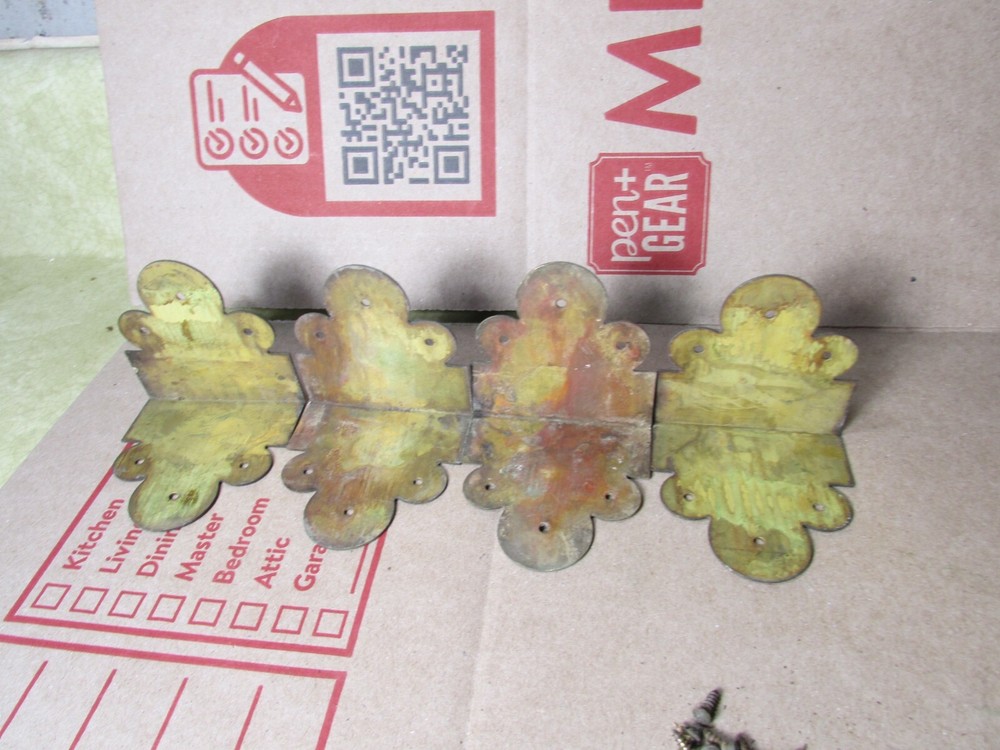 Vintage Solid Brass Carpenters Tool Box Corner Hardware Decorative Pieces
