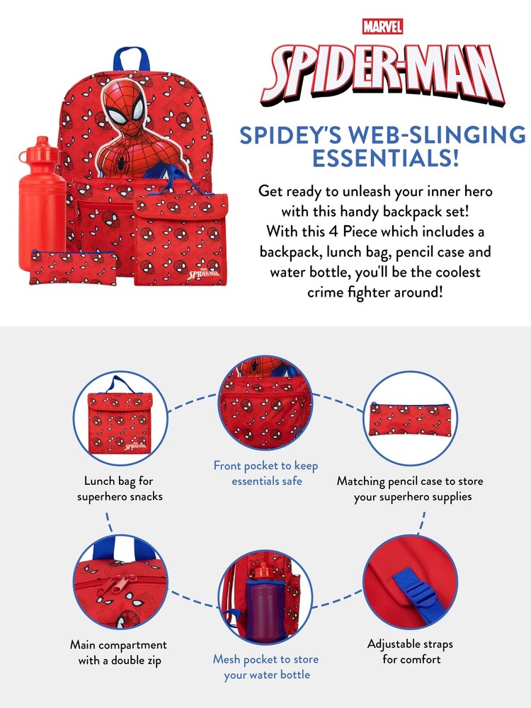 Marvel Backpack Set | Kids Backpack, Lunchbag, Water Bottle and Pencil Case S...