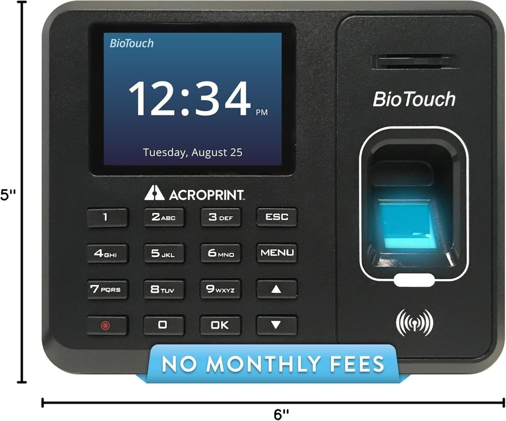 Acroprint BioTouch Self-Contained Automatic Biometric Fingerprint/Proximity Time