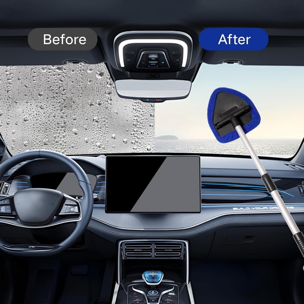 Car Windshield Cleaner Kit 10pcs Extendable Microfiber Pads Spray Brush