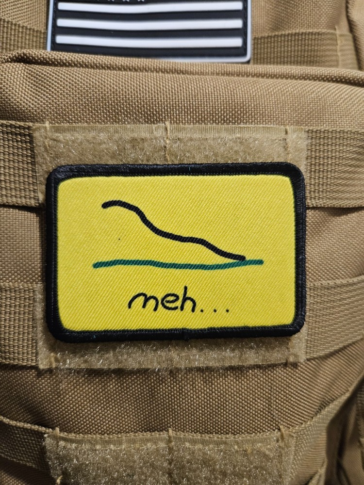 Meh badly drawn Gadsden flag meme 2"x3" hook & loop patch