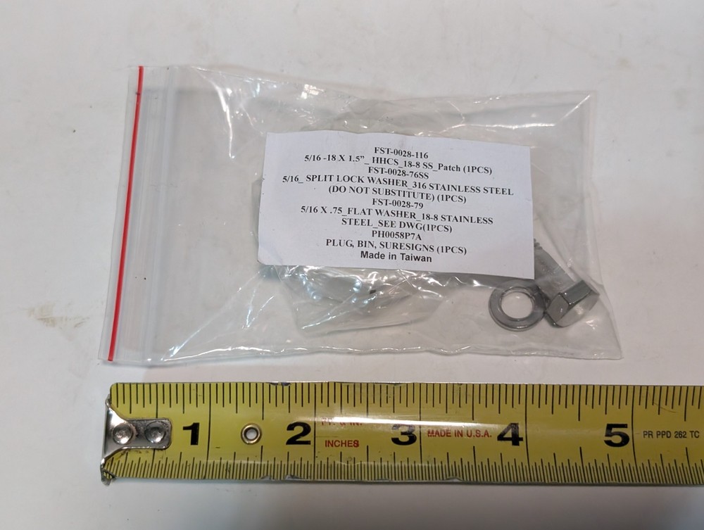 Hardware Assy Kit for Philips SureSigns: Hex Screw, Split Lock, Washer, Bin Plug