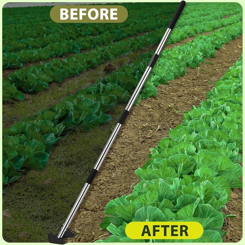 Stand-up One-hand Hoe Weeder Tool Adjustable Handle Durable Garden Tool New