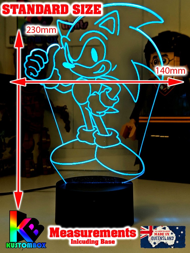 SONIC THE HEDGEHOG PERSONALISED NAME USB LED NIGHT LIGHT 7 COLOUR REMOTE CONTROL