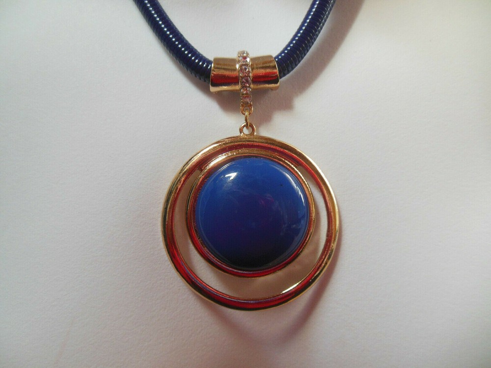 Signed Mika Blue Snake Chain Pendant Necklace