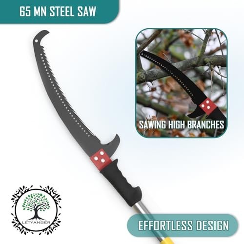 Extendable Pole Saw for Tree Trimming, 7.3-27 ft Long Handle Pruner, Sharp Steel