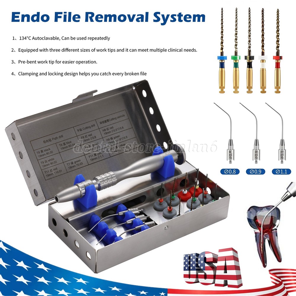 Dental Broken File Extractor Endodontic Removal System Kit Root Canal