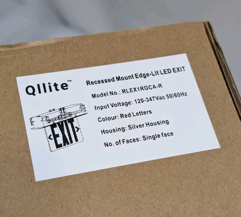 Qlite Recessed Mount Edge-Lit LED Exit Sign.contractor Grade.