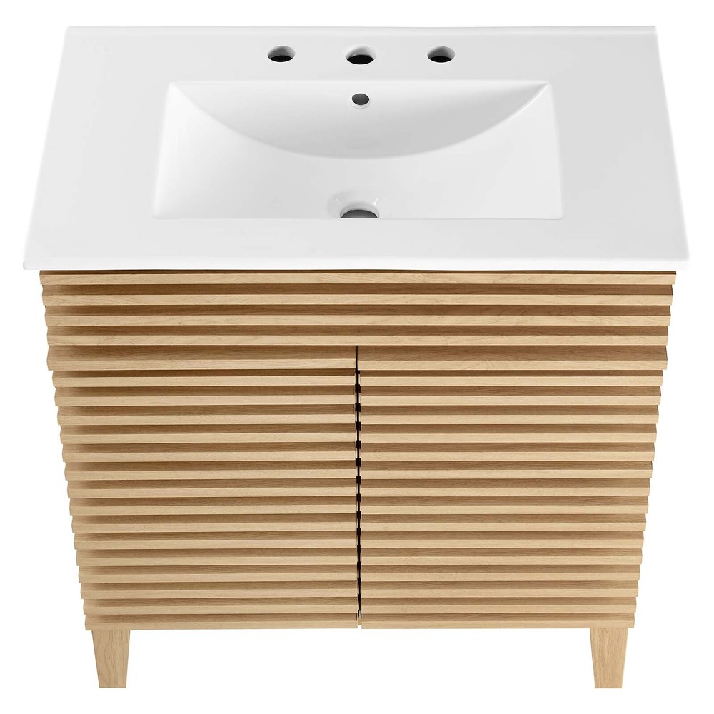 Modway Render 30" Bathroom Vanity With Sink in Oak White