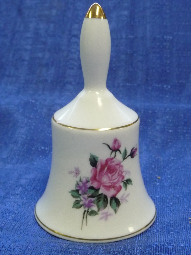 Bell Porcelain Bud Vase Rose Pattern Floral