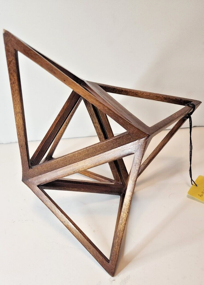 Tetrahedron Elevated 3D Geometric Fire Figurine Model 9" Polyhedron Accent