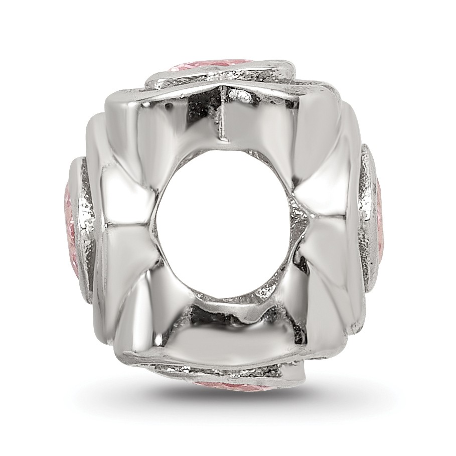 Silver Reflections Pink CZ Heart Bead QRS3326