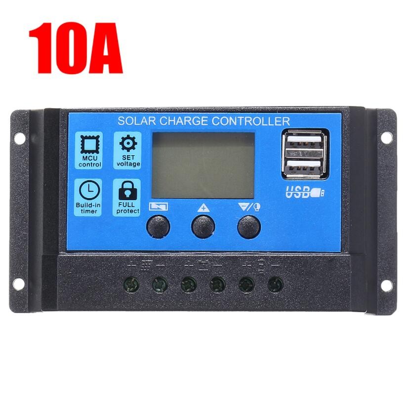 10-100A LCD Solar Panel Battery Regulator Charge Controller 12/24V Dual USB Tool