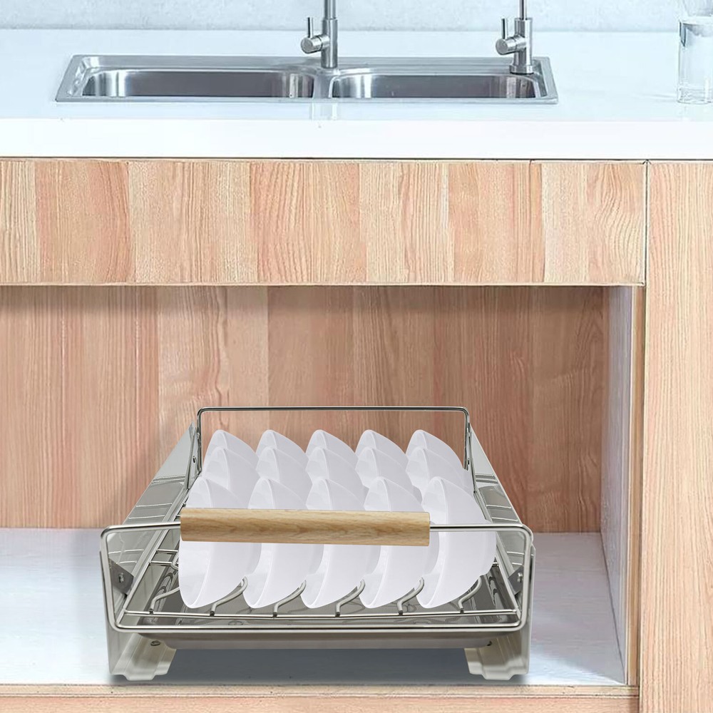 Kitchen Cabinet Organizer Pull Out Drawer Bottom-Mounted Slide Out Storage Shelf