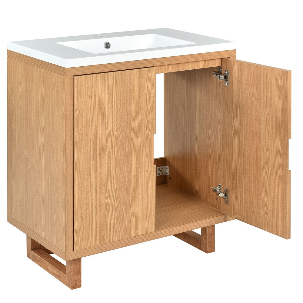 Solid wood frame storage cabinet for bathroom with sink