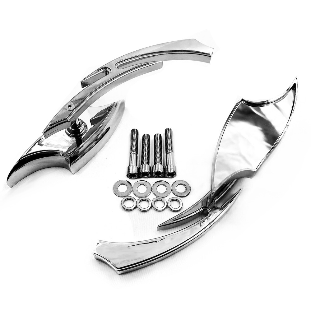 Motorcycle Chrome Rear View Side Mirrors 8mm 10mm Windy Universal Fit