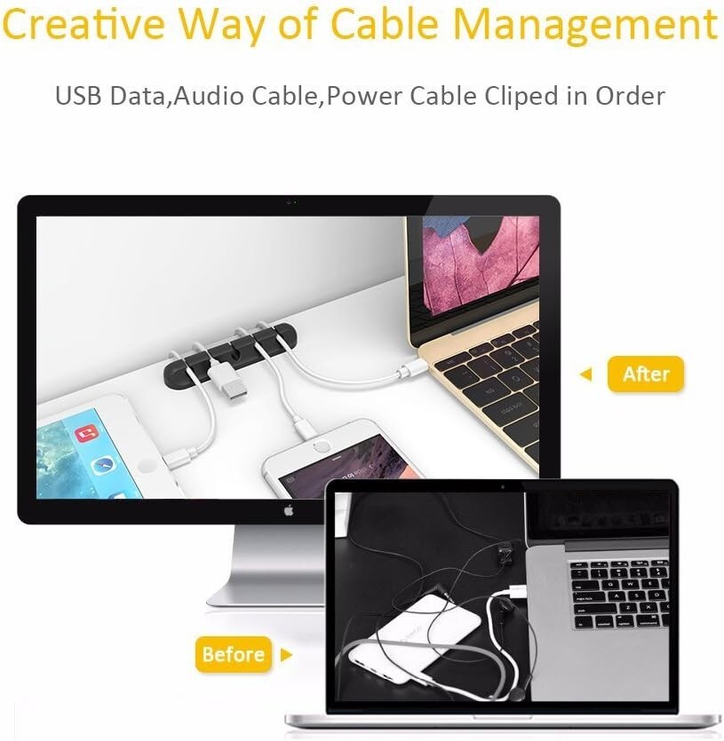 Cable Clips Cord Organizer, 3 Pack Silicone Wire Holders (7/5/3 Slots)