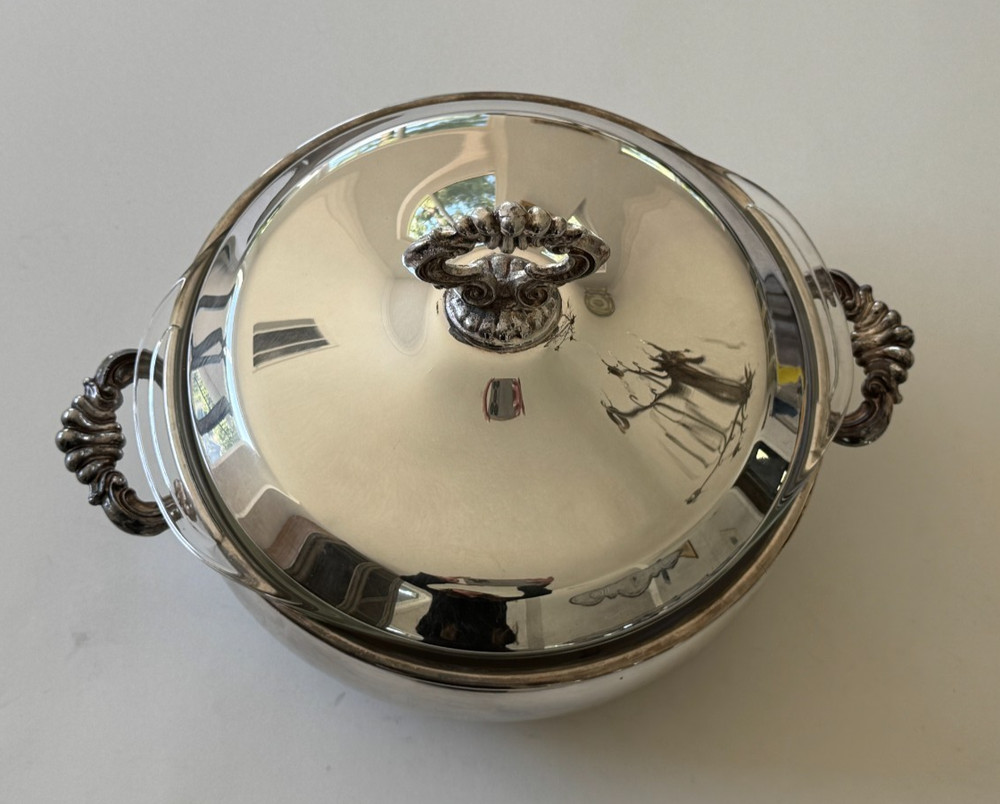 Vintage FB Rogers Silver Co. Silverplate Covered Casserole with Pyrex Insert