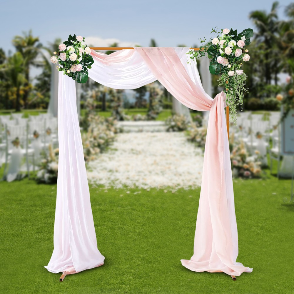 Wedding Arch Rack Rectangular Flower Decor Frame Stand Gold Metal Party Backdrop