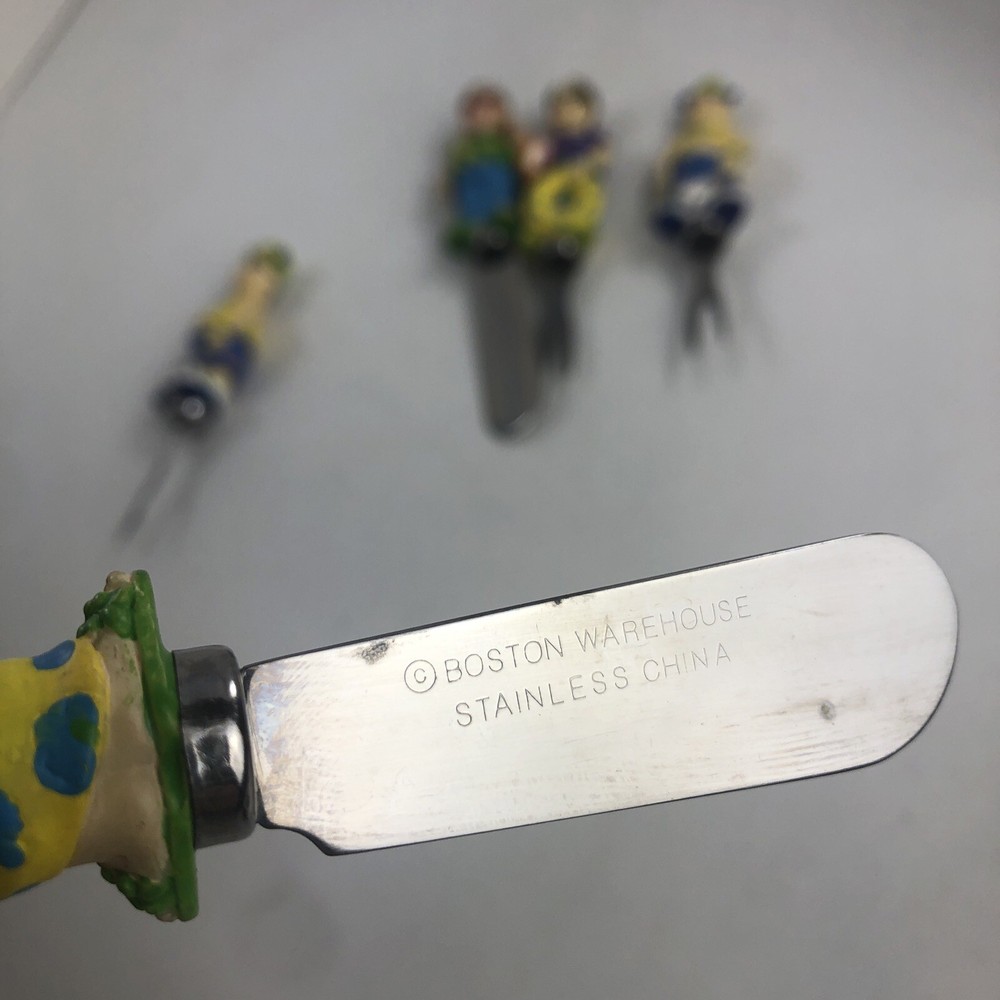 1999 Boston Warehouse Pool Folk Appetizer Knives Forks