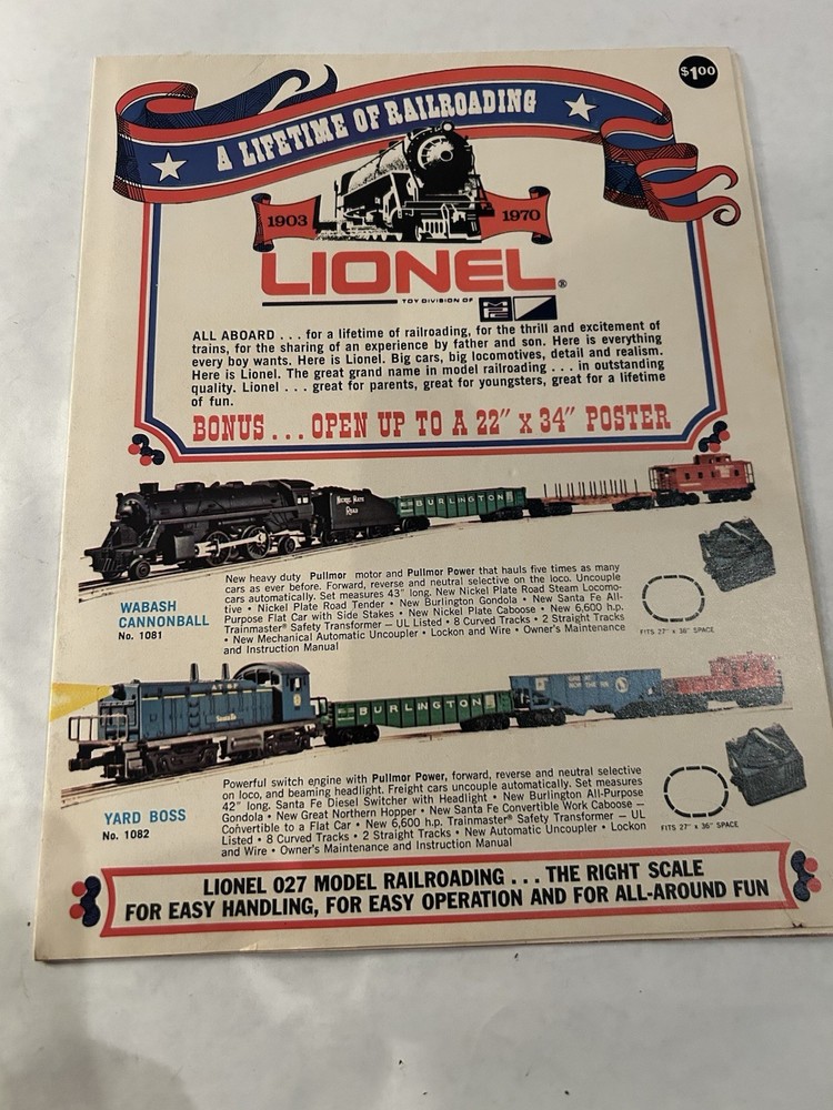 LIONEL Track Layout Catalog/Poster - 1970