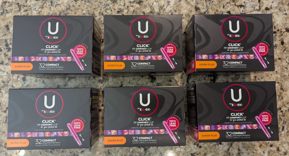 U by Kotex Click Compact Unscented Tampons Super Plus 32ct x 6 Pack