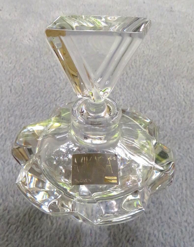 Mikasa Crystal Perfume Bottle Bottle Mint with Label