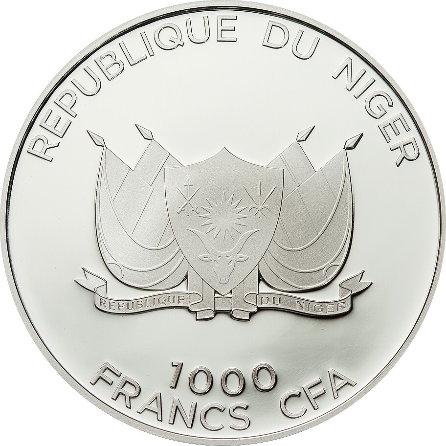 Niger 1000 Francs 2012 Silver Proof Predator Hunters JACKAL