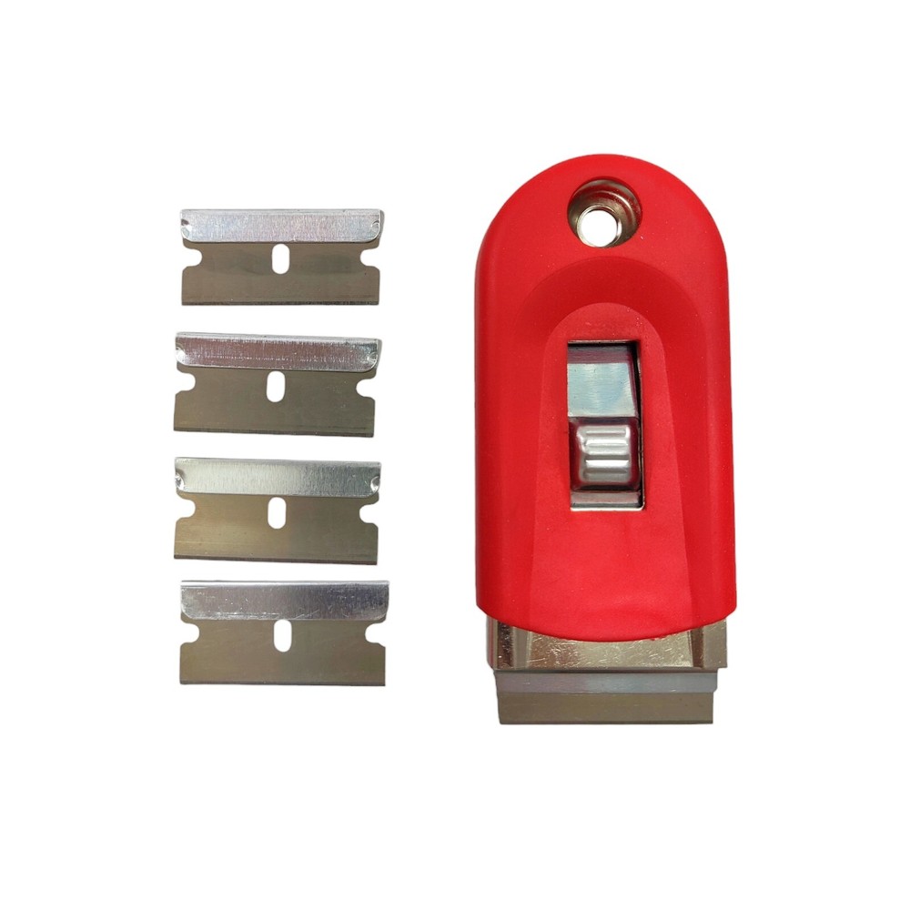1pc Retractable Razor Blade Scraper With Soft Grip Handle 5 Blade Included