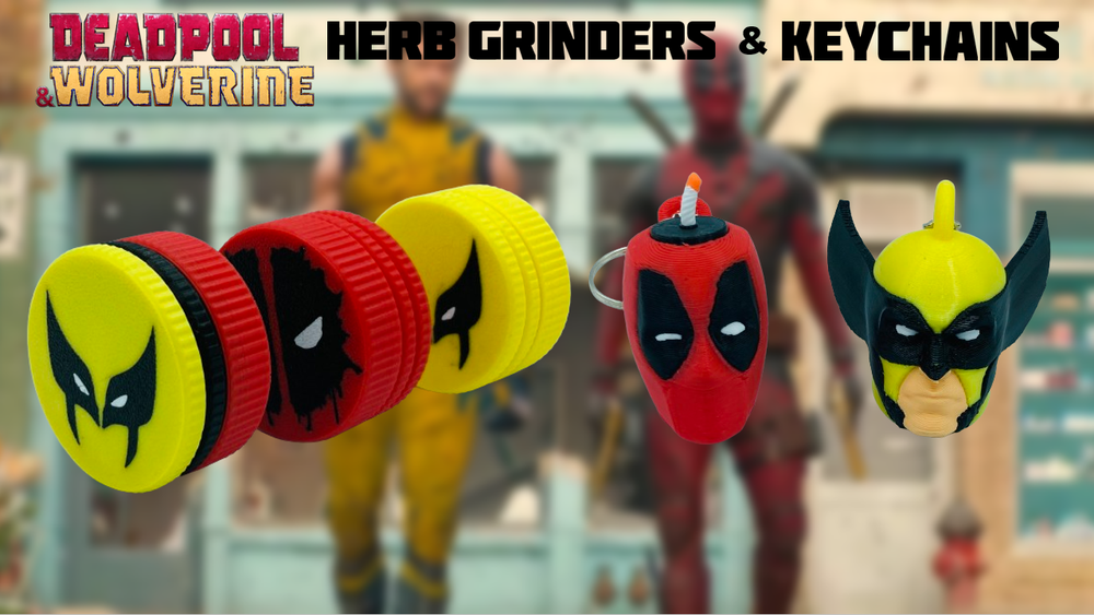 Deadpool Wolverine Herb Grinders with Storage (3 Pack) & Keychains