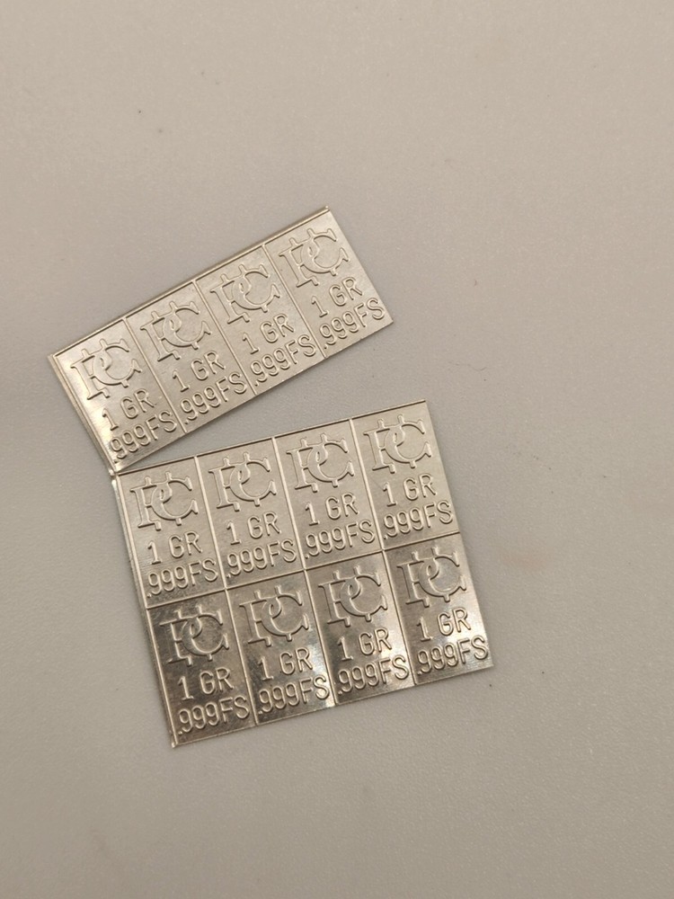 Five 1 Gram Silver Bars .999 Silver Bars Pure Silver Bars