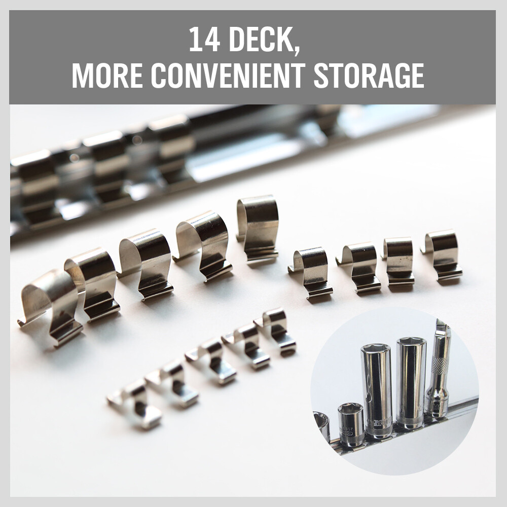 3PC Socket Storage Holder Organizer Rail Rack 1/4" 3/8" 1/2" Wall Mounted Steel