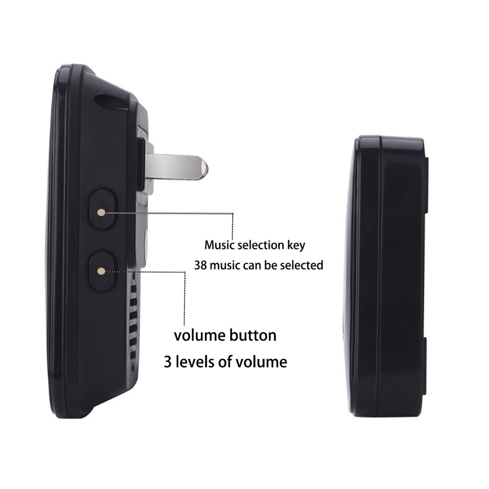 Home Wireless Doorbell 1 Push Button Transmitter & 1 Receiver, Adjustable Volume