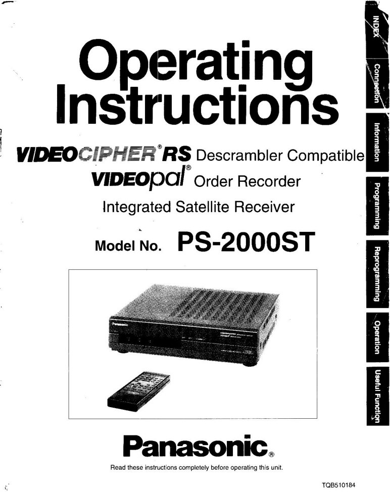 Panasonic PS-2000ST Sattelite Receiver Owners Instruction Manual