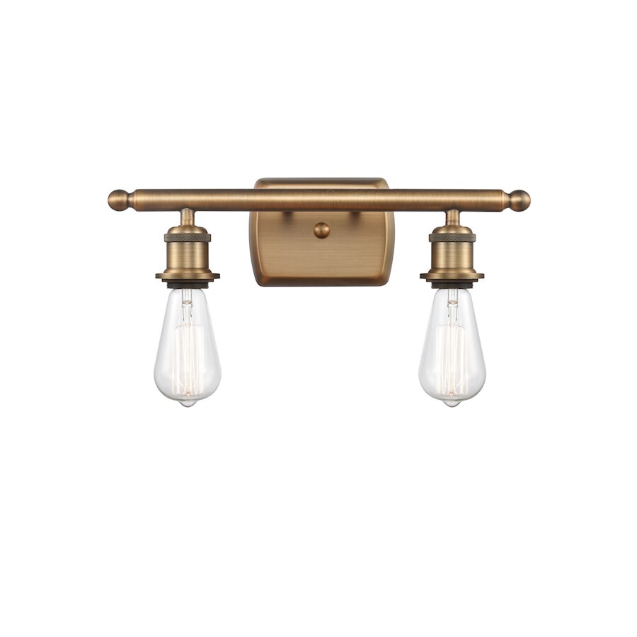 Innovations Bare Bulb 2 Light LED Bath, Brushed Brass - 516-2W-BB-LED