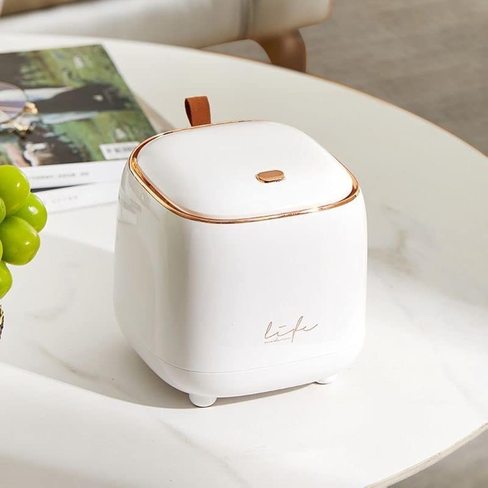 Mini Desk bin with lid,Small Plastic Trash can for Kitchen Bathroom Office