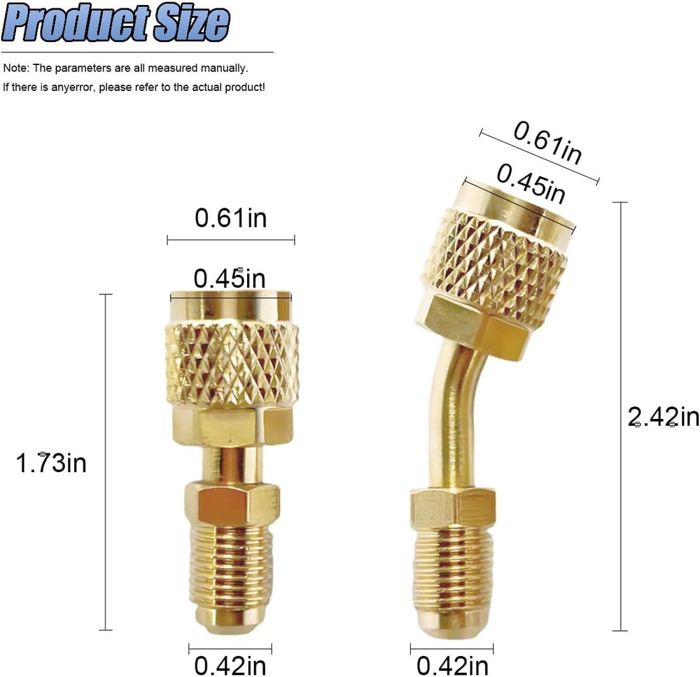 Straight Adapter & Angled Adapter, R410A Adapter Mini Split Adapter 5/16" Female