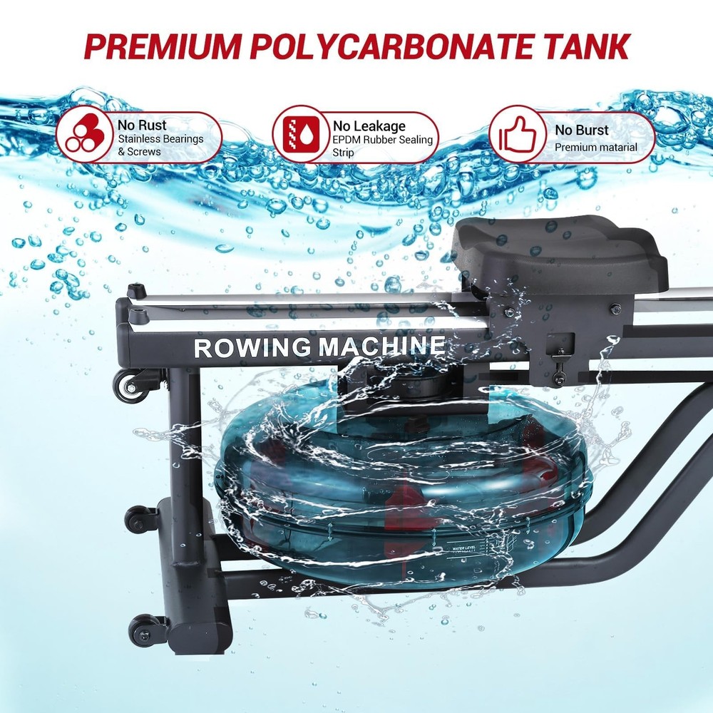 Rowing Machine Water Magnetic Foldable 380 LBS Full Body Workout Rower🔥