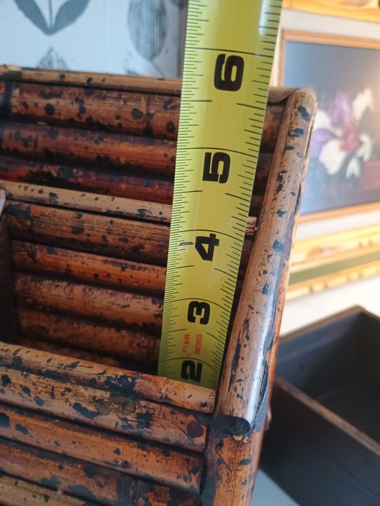 Victorian Bamboo Dark Spotted Desk Organizer Vtg HTF
