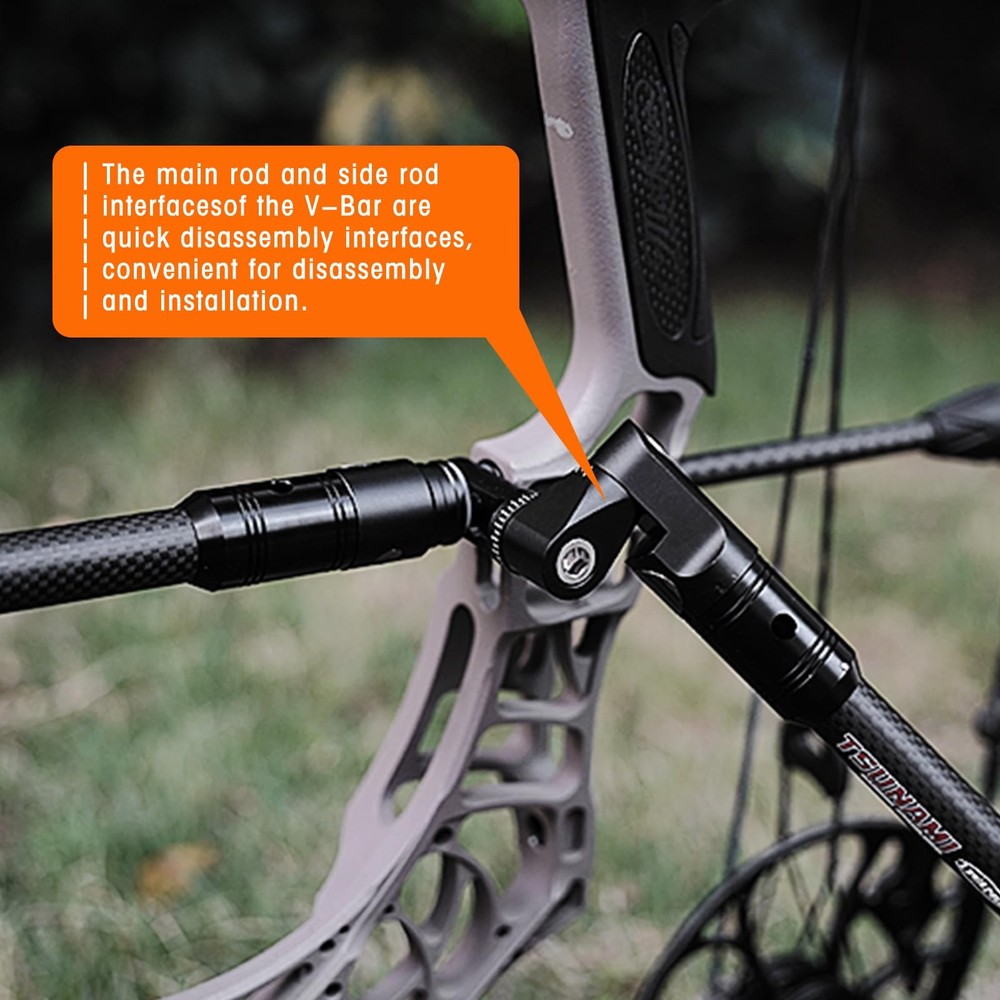 Adjustable V-Bar Mount Quick Disconnect Bow Rod Stabilizer for Archery