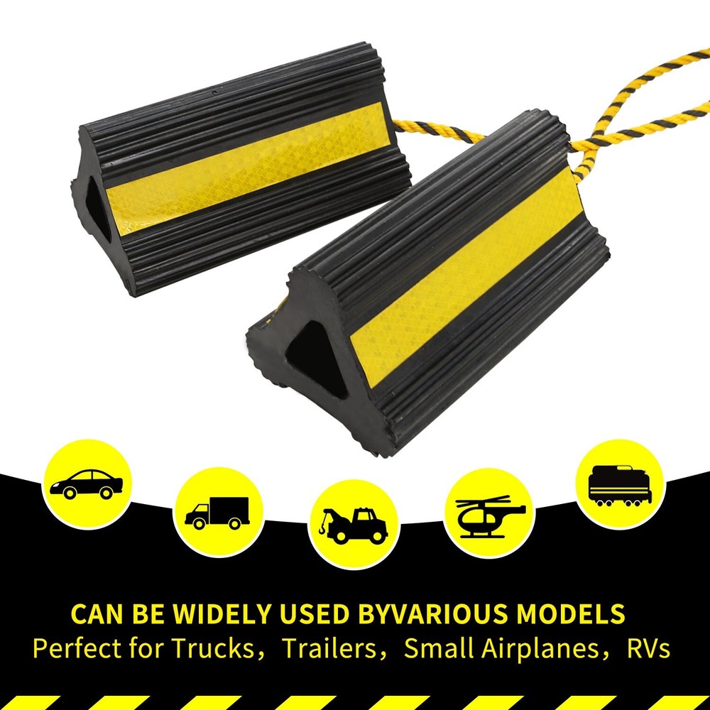 4 Pack 2 Pair Wheel Chocks，Solid Rubber Wheel Chock，For Travel Trailers Camper