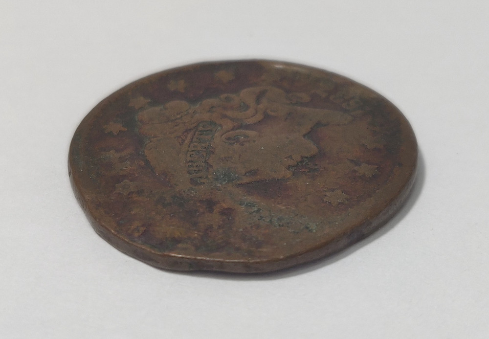 1837 LARGE CENT CORONET HEAD DAMAGED + BENT + SMASHED