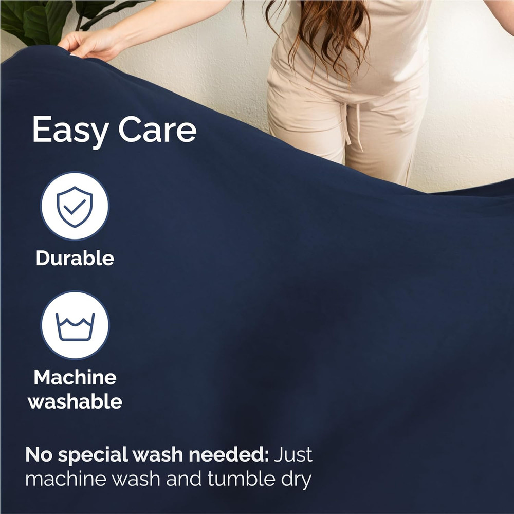 Navy Blue Split King Bed Sheets Set - 4 & 6 Piece Bundle by