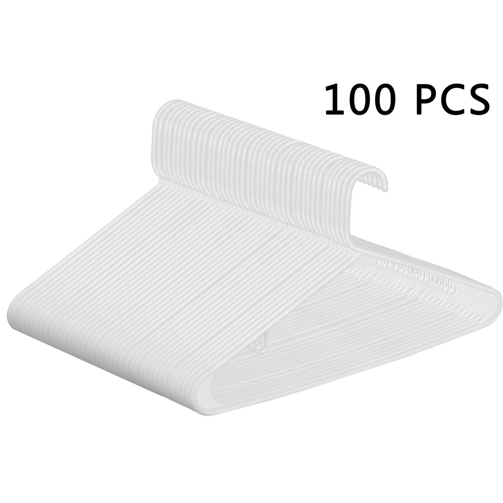 100PCS Reinforced Durable Plastic Space-saving Hangers W/ 2 Hooks Home Organizer