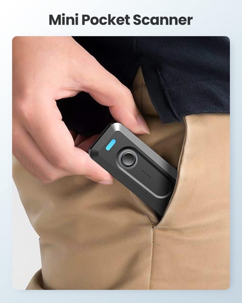 2D Bluetooth Barcode Scanner Wireless Portable Mini QR Bar Code Reader Used