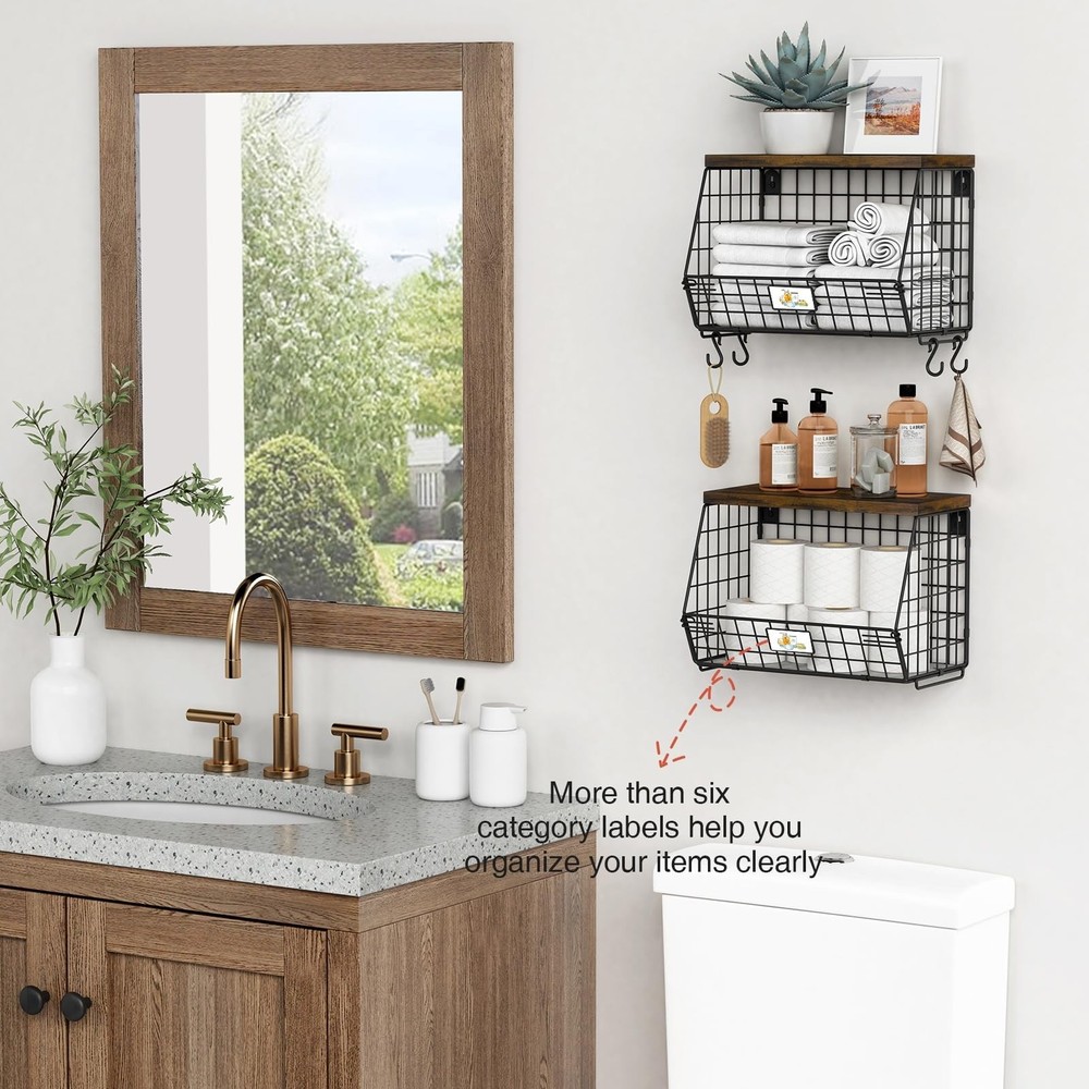 Hanging Wall Fruit Basket for Kitchen Counter 2 Pack, Stackable Wire Baskets ...